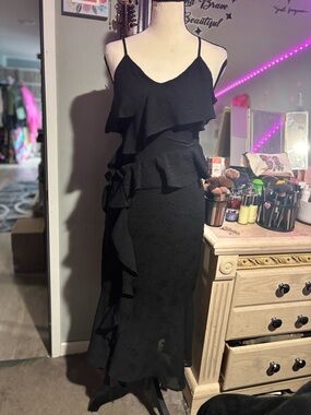 wild fable Black Satin Dress - Spaghetti Straps